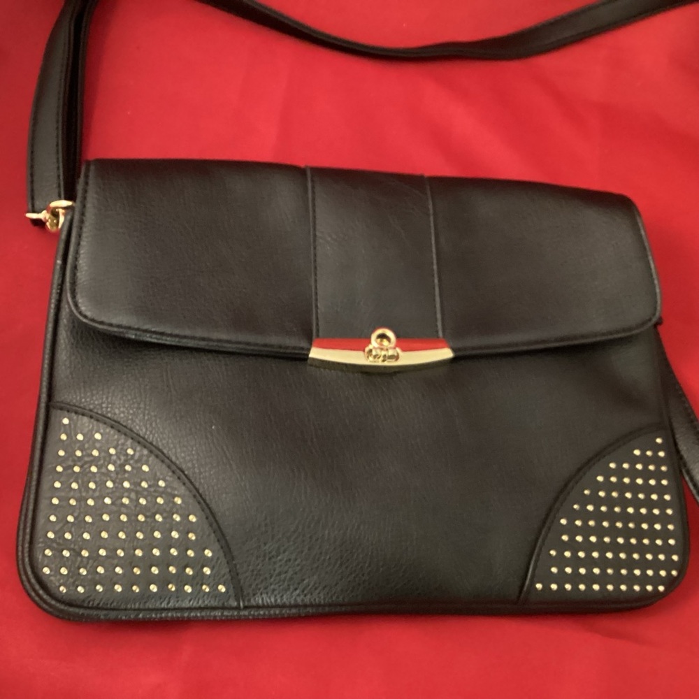 Mia & Luca black and gold tone faux leather purse
